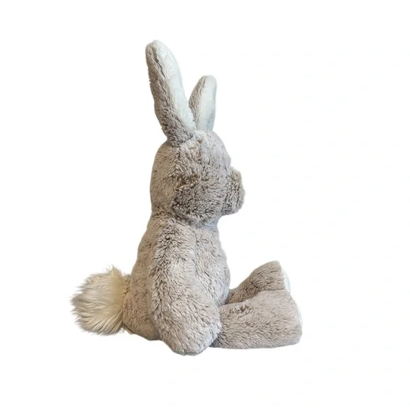Pottery Barn Kids Fluffy Bunny Plush Embroidered Taupe and Cream 18” - Picture 3 of 6